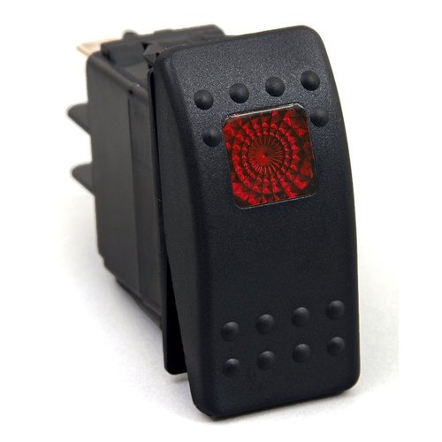 Amarine Made 12v 20 Amp Waterproof LED On/Off Boat Marine SPST 3P Rocker Switch with Light (Red)