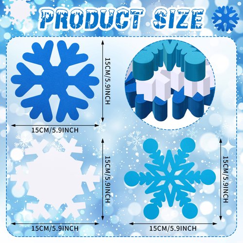 Anglechic 72 Pcs Foam Snowflake Winter Foam Snowflake Shape 6 Inch Winter Snowflake Decoration Christmas Snowflake Bulletin Board Cutouts Decorative Snowflakes for Crafts DIY Party Favors, 3 Colors
