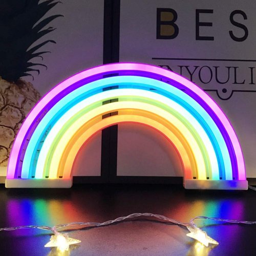Rainbow Night Light for Kids Gift LED Rainbow Neon Signs Rainbow Lamp for Wall Decor Bedroom Decorations Home Accessories Party Holiday Decor Battery or USB Operated Table Night Lights