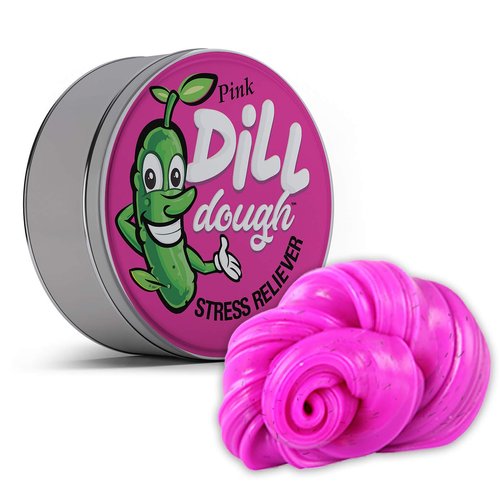 Pink Dill Dough Stress Reliever - Happy Pickle Design - Therapy Putty for Women - Dill Infused, Glow-in-The-Dark