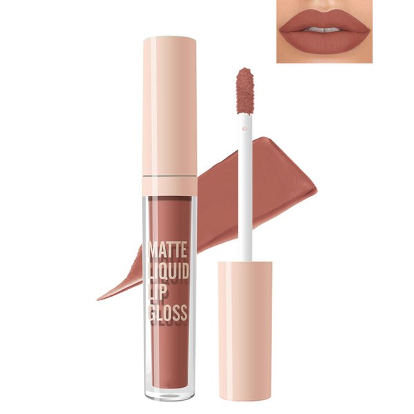 Matte Liquid Lipstick, Nude Red Velvet Lipstick Moisture Smooth Lip Stain Tint, 24H Stay Matte Lipstick, Non-Stick Cup Not Fade Long Wear Waterproof Lip Gloss Lipstick Gift for Women Girls-05#