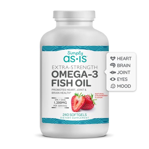 AS-IS Simply Extra-Strength Omega-3 Fish Oil | 240 Softgels | Concentrated 1200mg EPA + DHA Fish ...