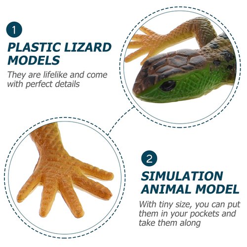 NUOBESTY Realistic Fake Lizards Artificial Reptile Lizard Models Plastic Lizards Action Figures for Halloween and April Fool's Day Pranks, 2 Pieces
