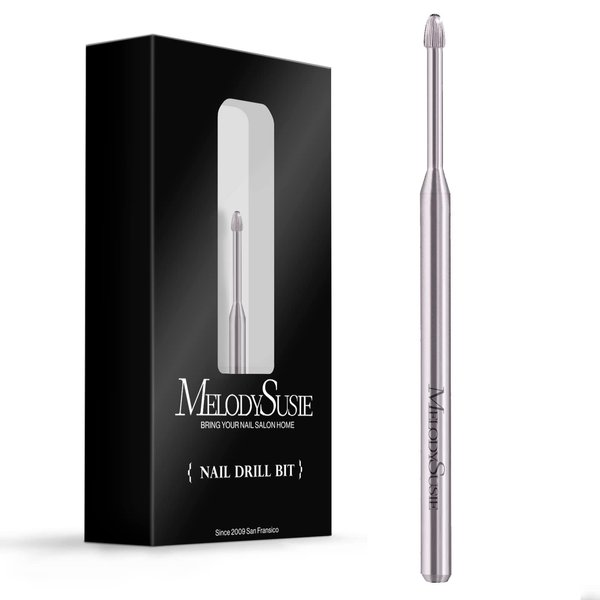 MelodySusie Cuticle Clean Nail Drill Bit 3/32'', Professional Safety Carbide Under Nail Cleaner Nail Bit for Cuticle Dead Skin Nail Prepare, Two Way Rotate, Manicure Nail Salon Supply(Silver, Fine)