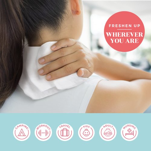 Body Wipes (5 Packs) 50 XL Shower for Adults Bathing, Traveling, Camping, Gym, Car, Adult Elderly, Bedridden Bath - Disposable Washcloths No Rinse