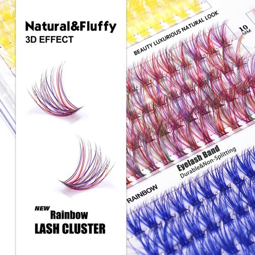 Happy Heartbeat 3D Colored Lash Clusters 416 Pcs 8 Colors 10mm 12mm 14mm 16mm Mixed Faux Mink Lashes DIY Individual Lashes 40D D Curl Colorful Fluffy lashes Extension(8 Colors-D Curl, 40D-10-16)