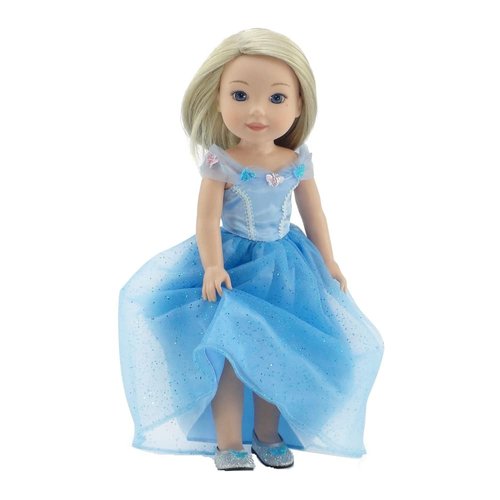 Emily Rose 14 Inch Fashion Doll Clothes & Accessories Lovely Yellow Princess Ball Gown Costume with Glass Slippers Doll Shoes | Doll NOT Included