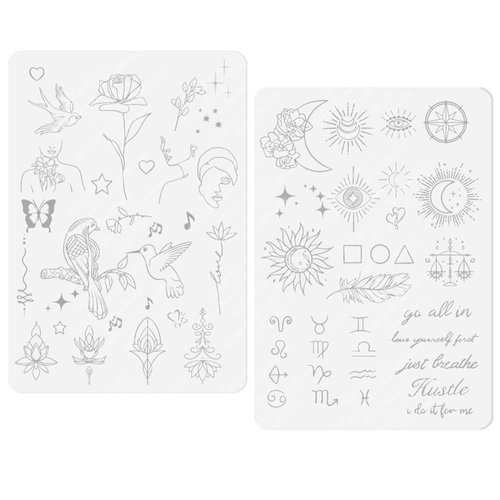 1PC White Tiny Tattoo Practice Skin Double Sided Silicone Tattoo Training Pads Feature over 50 Different Stencil Designs for Tattoo Practice