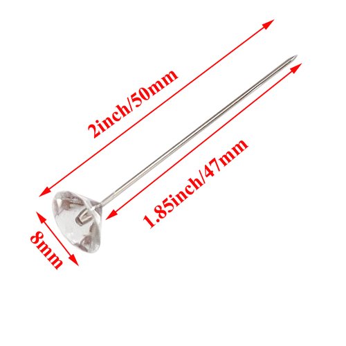 200pcs Corsage Boutonniere Pins 2 Inch Bouquet Flower Floral Diamond Rhinestones Pins Crystal Head Clear Straight Pins for Wedding Bridal Hair Accessories Jewelry Decoration DIY Craft Sewing