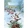 Chickadees on Branches - Designer Greetings Box of 18 Christmas Cards
