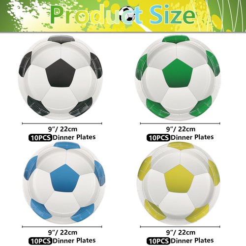 PTECDROTS 40 Pcs Soccer Party Plates Decorations - Including 9" Soccer Plates Disposable Dessert Plates for Kids Soccer Theme Fan Sports Event Game Day Soccer Party Supplies