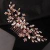 Teyglen Dainty Flower Rhinestones Crystals Hair comb, Gold, 18 * 6cm/7.08 *2.6 inches, Alloy+Rhinestones, 1 Count, HAIR COMB for Women/Girls getting married or attending formal events, Rose gold