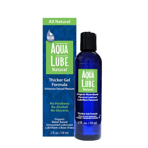 Aqua Lube Natural, Thicker Gel, Personal Lubricant, Water Based Non Sticky Formula, Toy Friendly, Gentle, Long-Lasting, Unscented Lubricant, for Men and Women, 2 Fl Oz