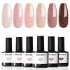 modelones Gel Nail Polish Kit -6 Colors Fall Winter Nude Pink Gel Polish Set Skin Tones Neutral Brown Soak Off Gel Nail Kit Manicure DIY Nail Art Salon Home Gift