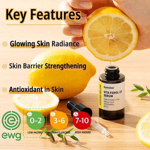 daymellow Vita Ferol 23 Serum 0.67fl.oz/20ml, Vitamin C Face Serum, Vitamin C 23%, Centella, Glutathione, Brightening, for Sensitive Skin, Acne, Dark Spots, Uneven Skin Facial Serum Korean Skincare