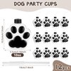 Zubebe 12 Pcs 10 oz Dog Paw Cups with Lid Straw Bulk Dog Party Favors Plastic Reusable Puppy Paw Straw Cup Paw Birthday Party Decoration for Dog Themed Party Supplies