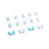MISUD Short Square Press on Nails Squoval Fake Nails Glossy Glue on Nails Summer Blue Swirl Artificial Acrylic Nails Bling Glitter Stick on False Nails with Design 24 pcs