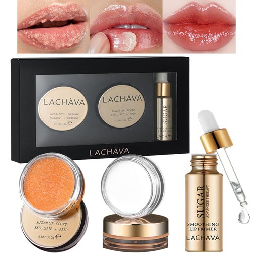 Lip Care Kit, Lip Scrub, Lip Sleeping Mask and Lip Soothing Primer Oil Hydrating Nourishing Lips Care Set Keep Lip Hydrated Repair Lip Liner and Crack Daily Lip Care Essential Lip Makeup