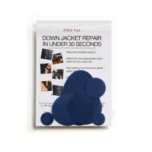 Pro-Fix Down Jacket Repair Patches Easy to Use, Pre-Cut, Self-Adhesive, Waterproof, Tear-Resistant Rip-Stop Nylon Fabric Patches for Jackets & Patches for Clothing, Down Jacket Patches - Dark Blue
