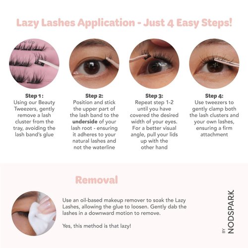 Nodspark Lazy Lashes - Dinner Radiant Allure | Pre-adhesive Instant Press-on Lash Clusters | No Glue Required | Lasts 3-7 Days | Easy To Apply | Stick And Go | Only Need Tweezers