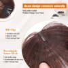 QGZ Clip in Bangs-Fake Bangs Hair Clip Fringe with Temples Hairpieces 100% Real Human Hair Extensions Curved Clip On Bangs for Women(Dark Auburn Brown Wispy Bangs)