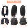Domiso Curly V Part Wig Human Hair Upgrade U Part Wigs Human Hair Wigs for Black Women Human Hair Glueless V Shape Wigs Kinky Curly Wigs No Leave Out 180% Density Natural Color 18 Inch