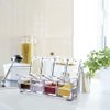 Clear Seasoning Rack Spice Pots by AIQI - 4 Piece Acrylic Seasoning Box - Storage Container Condiment Jars - Cruet with Cover and Spoon