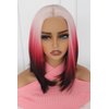 QDBOWIN Wear Go Glueless Ombre Pink To Red Wig for Women Straight Lace Front Wigs Short Hair Bob Lace Wig