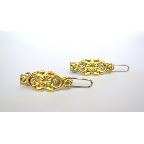 Generic Two tiny small gold or silver filigree metal hair clip barrettes fine thin hair (Primary color: Gold)