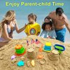 Carlerait Beach Toys Set for Kids, Collapsible Beach Bucket and Shovels Set with Mesh Beach Toys Bag, Sand Molds, Flags, Sand Toys for Toddlers Kids