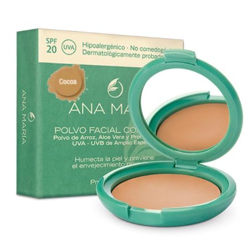 Ana Maria Maquillaje Cosmeticos | Polvo Facial Compacto Arroz Aloe Vera FPS 20 UVA | Make up Pressed Powder SPF 20 0.5oz-14gr (Cocoa (27))