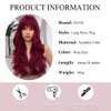 OUFEI Long Wavy Wine Red Wigs for Women Natural Synthetic Hair Heat Resistant Wigs for Daily Party Cosplay Wear-28 Inches