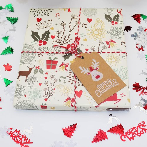 120PCS Christmas Gift Tags Brown Kraft Paper Christmas Gift Tags Hanging Name Tags Labels with Twine String for Christmas Gift Wrap, DIY Arts and Crafts, Wedding