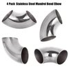 4 Pack 304 Stainless Steel Mandrel Bend Elbow, 90 Degree Exhaust Elbow Pipe, 2.5 Inch OD Mandrel Elbow, Thickness 16GA/.065" for Car Modified Exhaust Elbow Pipe, Stair Handrail, Exhaust System