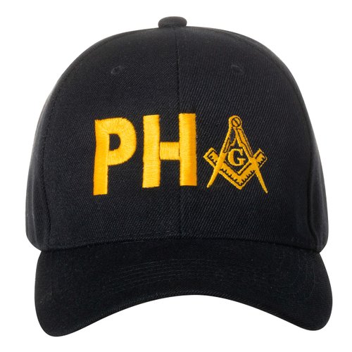 Prince Hall Freemasons Masonic Square and Compass Embroidered Black Adjustable Baseball Cap