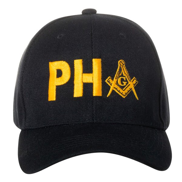 Prince Hall Freemasons Masonic Square and Compass Embroidered Black Adjustable Baseball Cap