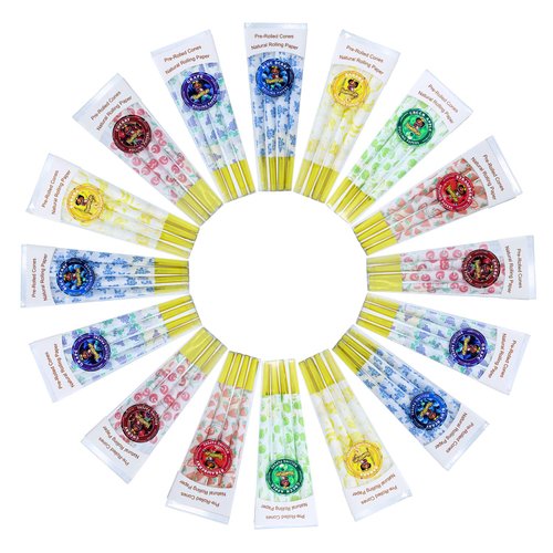 Honeypuff Pre Rolled Cones With Golden Filters Tips, 3 Packs Flavored Rolling Cones, King Size Pre-Rolled Cone Fruit Juice Rolling Paper | (Totally 24pcs) (Blueberry-Grape-Banana)