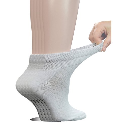 Yomandamor 5 Pairs Women's Cotton Ankle Breathable Mesh Diabetic Socks with Seamless Toe,L Size