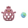 BRITILILI Baby Teething Toy with Bell Rattle for 3-6 Months & 6-12 Months, Silicone Teether Toys for Babies Anti Dropping Hand Grip Teethers, Infant Chew Toys Set, BPA Free (Dark Pink)