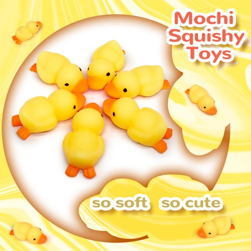 9 Pcs Duck Mochi Squishy Toys for Kids Party Favors, Mini Kawaii Mochi Squishies, Duck Squishy Stress Ball Fidget Toys Bulk for Kids Prizes, Easter Basket Stuffers - Small Mochi Squishy Animals Toys