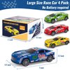 Car Toys for 3 4 5 6 Year Old Boys Girls Gifts, 7 Inch Friction Powered Push and Go Pull Back Alloy Race Trucks Cars Toys for Kids Toddlers Preschool Birthday Gifts - 4Pack