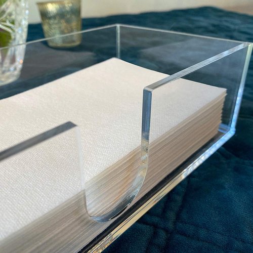 Sicily Guest Hand Towel Holder (5mm Acrylic) Multifold Paper Towel Dispenser (9.87”W x 4.75”D x 2.75”H) Hand Towel Napkin Holder for Bathroom and Kitchen Countertop - Bathroom Napkin Holder