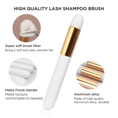 BEYELIAN 20 Pcs Lash Shampoo Brushes Set, Eyelash Extension Cleanser Brush, Blackhead Remover Brush, Nose Pore Deep Cleaning Brush, Soft and Comfortable Facial Makeup Remover Tools White