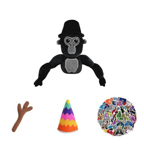 MOTTOYS Gorilla Plush for Fans - 12 inch Tag Plushies and 60 Stickers - Stuffed Monkey Plush Pillow Toys - Soft Doll Toy for Kids - Game Plushie Perfect Present for Christmas, Halloween and Other Day