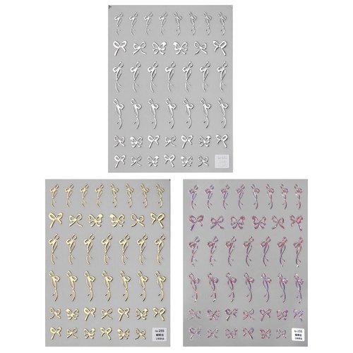 5D Ribbon Bow Nail Stickers Laser Pink Bowknot Nail Art Stickers for Nail Designs Bronzing Gold Silver Bow Nail Decals Cute Bow Stickers for Nails Sweet Nail Bows Self-adhsive Sticker Nails for Women