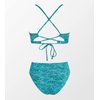 CUPSHE Bikini Set for Women Bathing Suit High Waisted Scalloped V Neck Two Pieces Swimsuit M Cyan