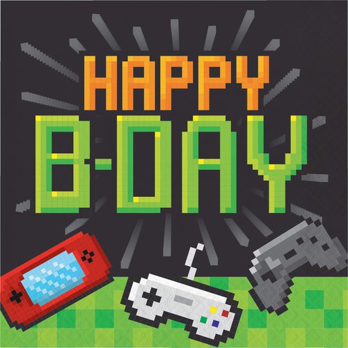 Creative Converting Video Game Party Napkins, 6.5", Multicolor