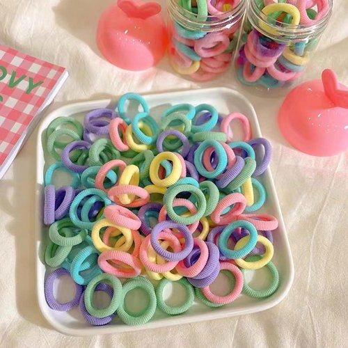 100 Pieces Colorful Elastic Hair Ties Mini Hair Bands Tiny Rubber Bands,Colorful No Damage Soft Ponytail Holders Elastic Hair Bands Hair Accessories for Girls，Hair Elastics and Ties，Hair Accessories