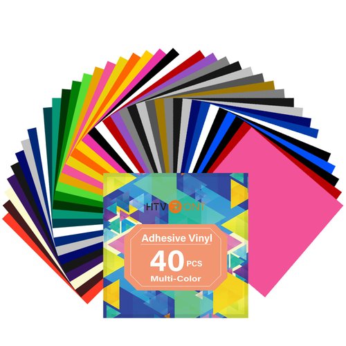 HTVRONT Permanent Adhesive Vinyl Sheets for Cricut Machine, 40 Sheets 12" x 12" Permanent Vinyl Bundle for Cups, Decals, Craft Projects
