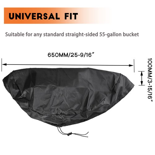 55 Gallon Drum Cover - Stretchable Adjustable Drum Cover with Drawstring, Water Storage Barrel Cover for Barrel Universal Rain Barrel, All Weather Protection